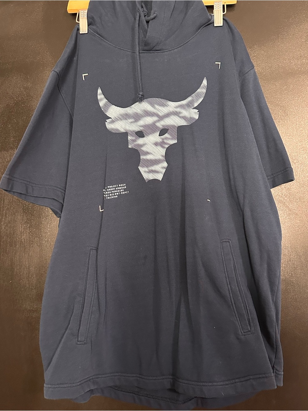 Under Armour Navy Short-Sleeve Hooded Top with Logo